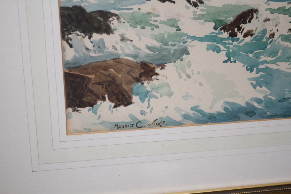 Maurice C. Wilks (1910-1984), watercolour, Coastal landscape, signed, 25 x 37.5cm